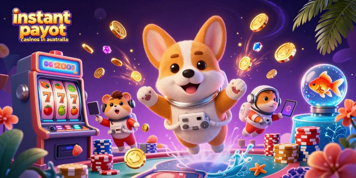 Engage with instant payout casinos in Australia featuring a space-themed gambling scene.