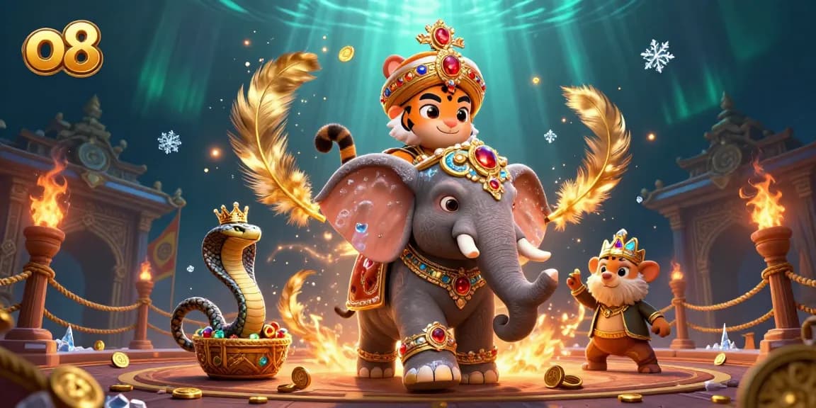 Catch thrilling action at o8 while enjoying a vibrant 3D illustration of a casino adventure with fortune symbols.