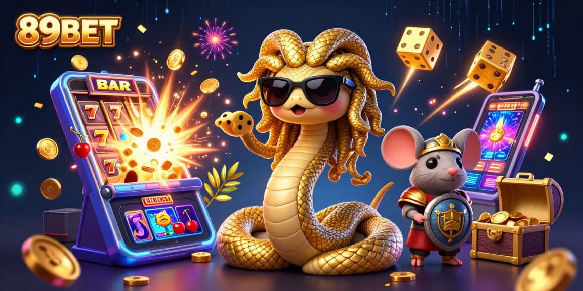 Experience the excitement of 89BET with vibrant casino elements and engaging characters.