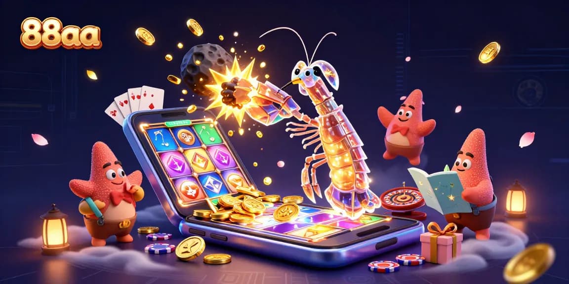 88aa players engage with vibrant slot games amid golden coins and cosmic adventures.