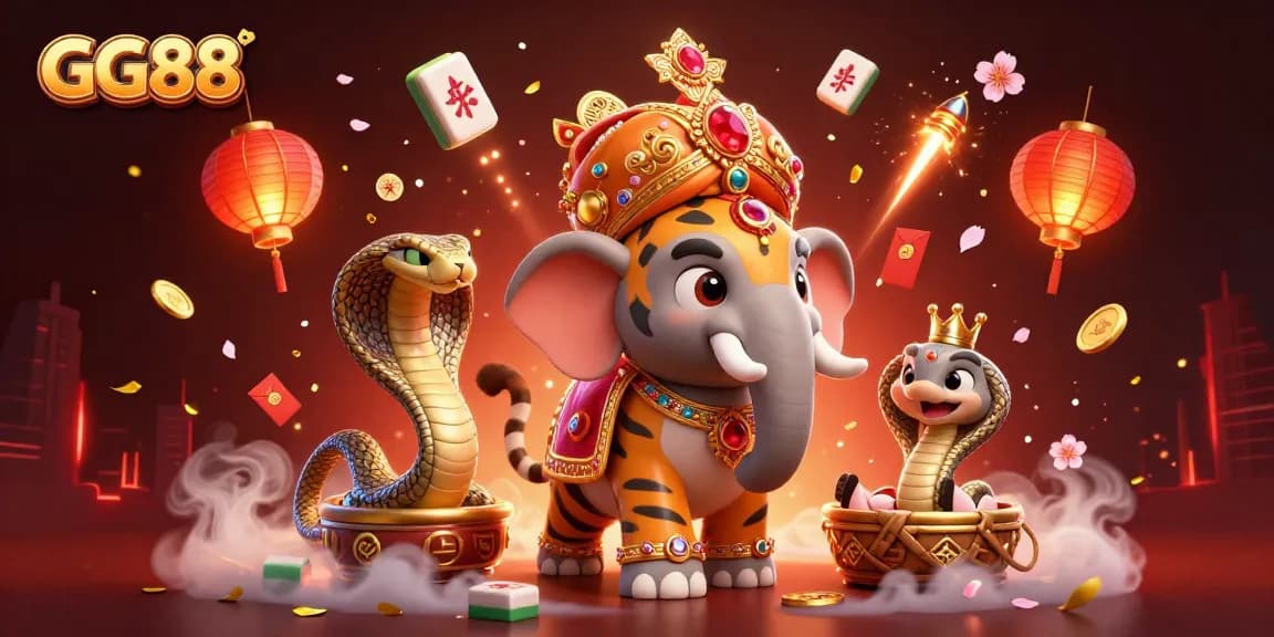 Experience GG88's thrilling casino adventure with a rich, immersive 3D illustration of gaming elements and vibrant characters.