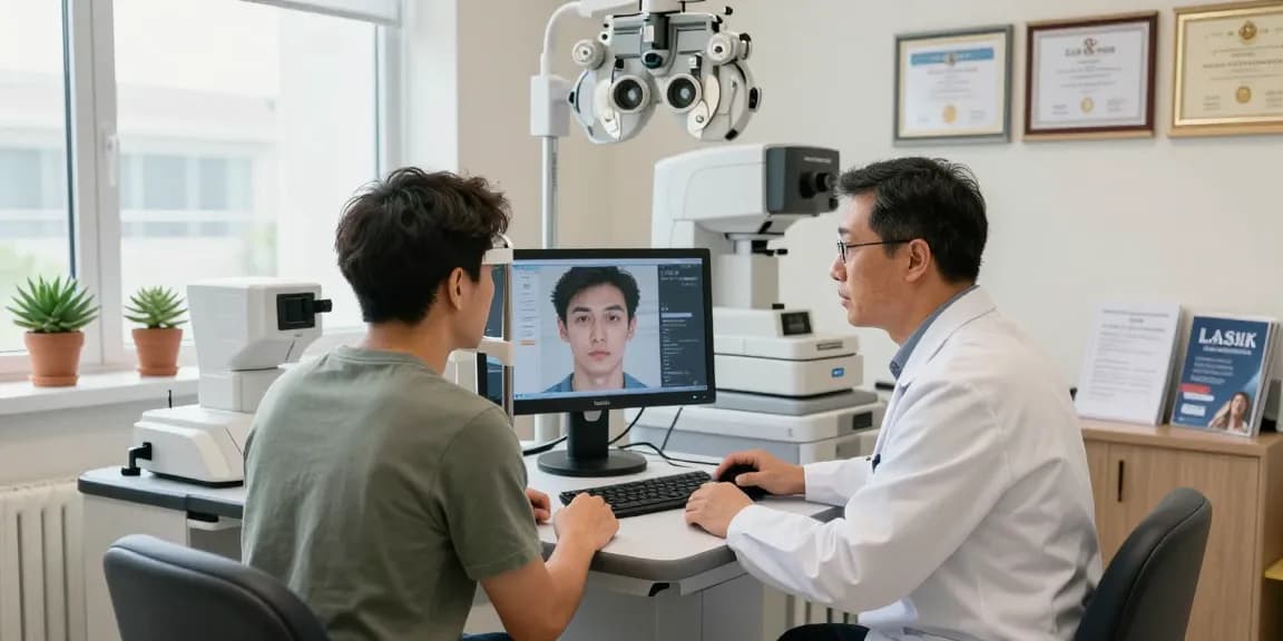 Patient receiving LASIK consultation at SNU Eye Clinic in Decatur, showcasing advanced technology and personalized care.