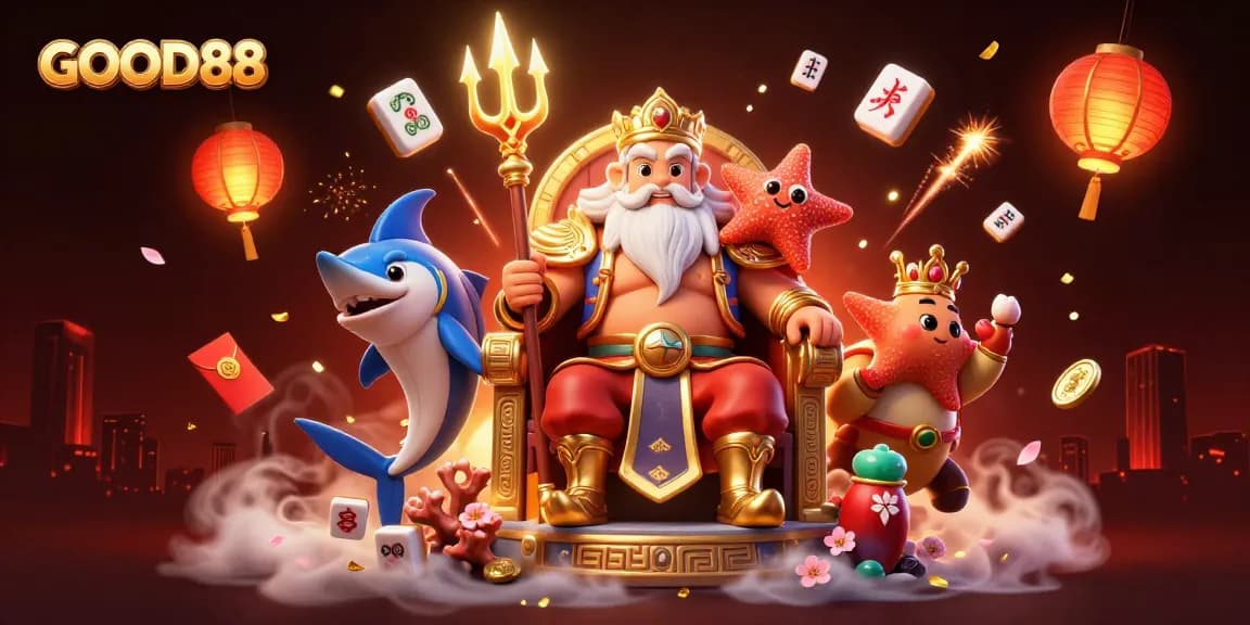 Experience the thrills of GOOD88 with a vibrant 3D casino illustration featuring a dynamic scene.