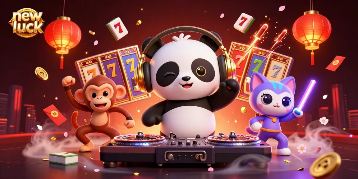 Experience new pk luck with vibrant gaming elements and lively casino characters in a fun 3D scene.