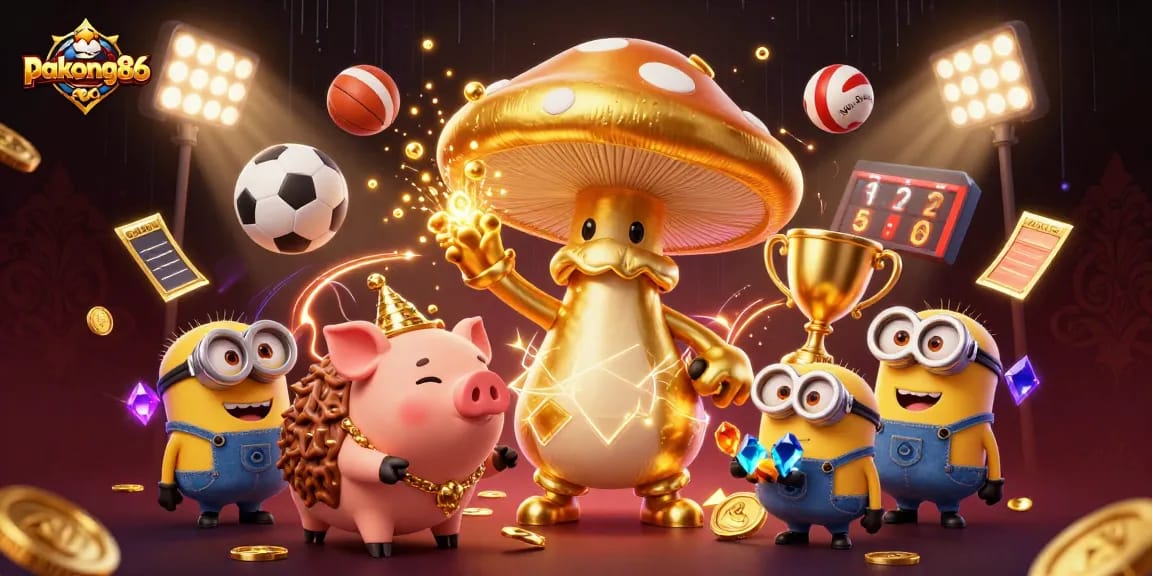 Experience pakong86's magic as the golden wizard conjures treasures in a vibrant casino world.