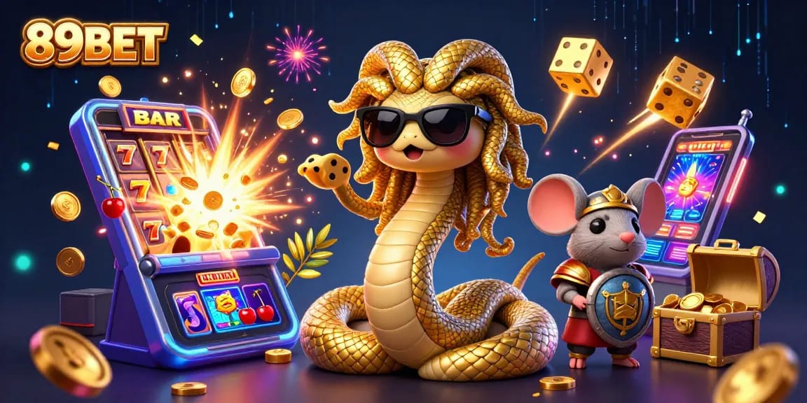 Experience the excitement of 89BET with vibrant casino elements and engaging characters.