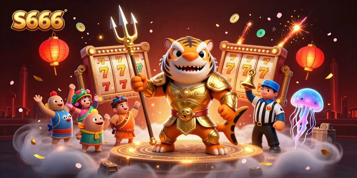 Play and win at S666 with a vibrant underwater casino scene featuring lively 3D characters.