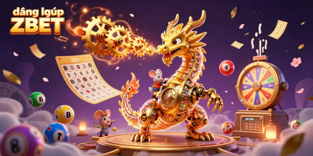 Engage in thrilling gameplay with đăng nhập ZBET featuring a golden dragon and dynamic casino elements.