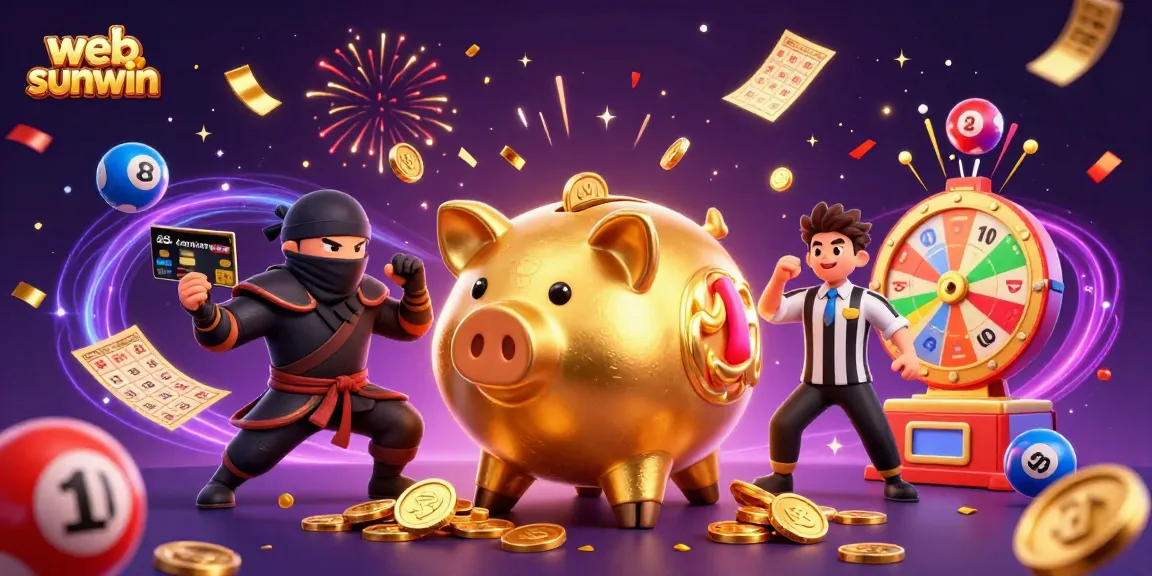 Experience the excitement of gambling with web sunwin, featuring vibrant characters, lottery elements, and a dynamic gaming atmosphere.