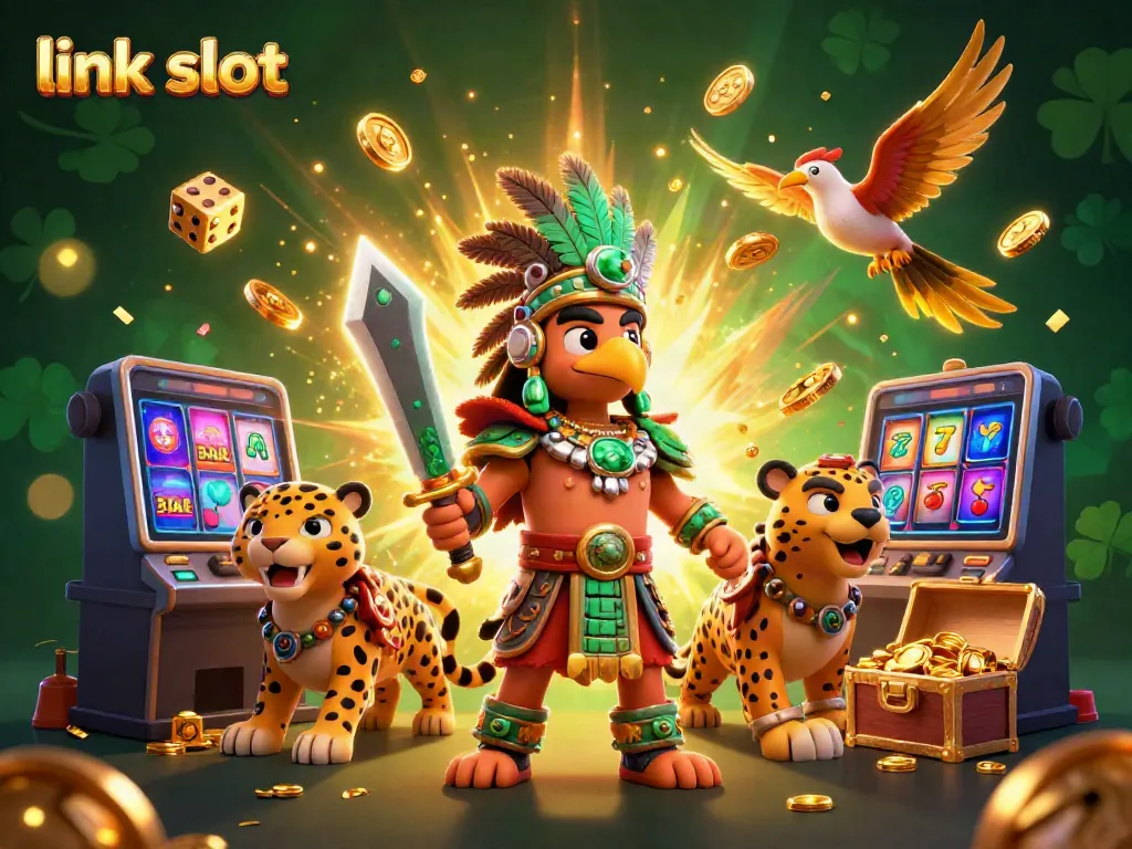 Experience thrilling action at link slot with an Aztec warrior, jackpot animations, and dynamic game elements.