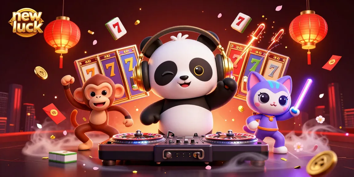 Experience new pk luck with vibrant gaming elements and lively casino characters in a fun 3D scene.