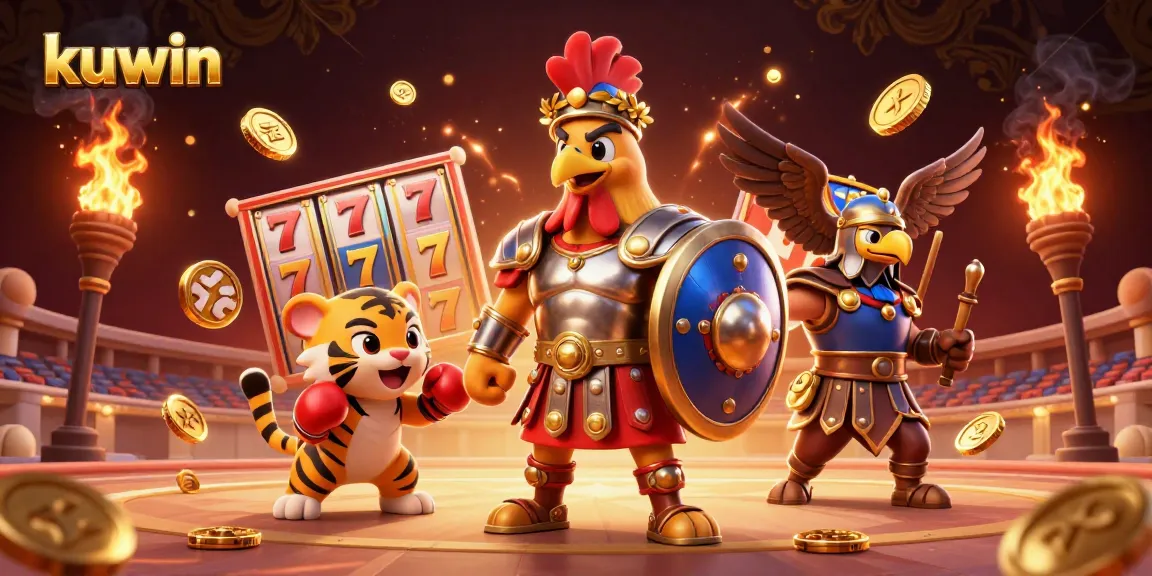 Kuwin captivates with its vibrant slots scene featuring action-packed reels and a dynamic warrior rooster