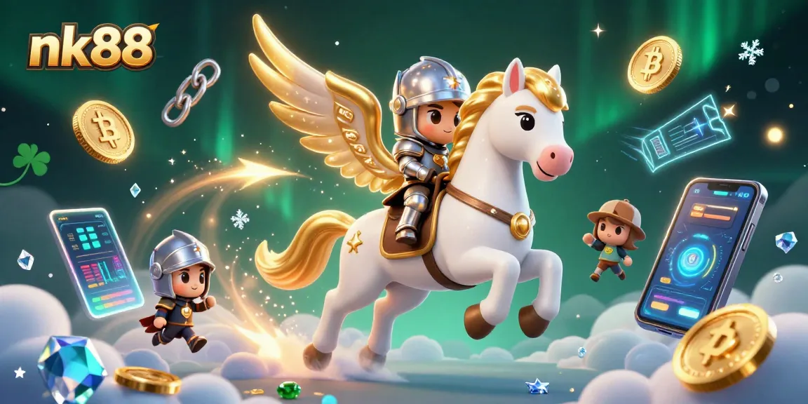 Engage with nk88 as the celestial horse gallops through a crypto-casino paradise.