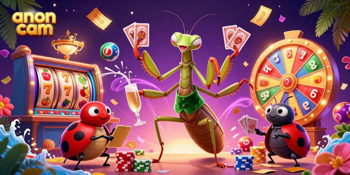 Engage in thrilling video chats with anon cam while vibrant slot machines and lively decorations surround