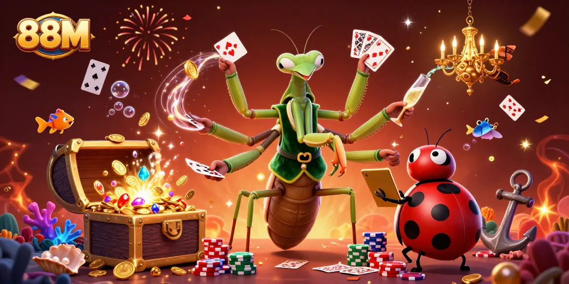 Experience the thrilling casino action at 88M, featuring engaging characters and vibrant gaming elements.