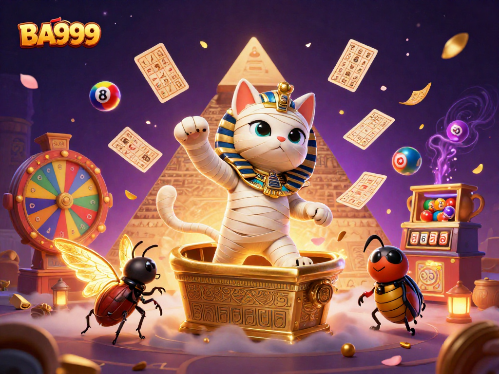 Experience winning strategies at BA999 with captivating 3D casino scene featuring symbols of luck and excitement.