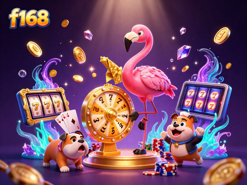 Experience thrilling wins at f168 with a vibrant casino scene featuring exciting game elements.