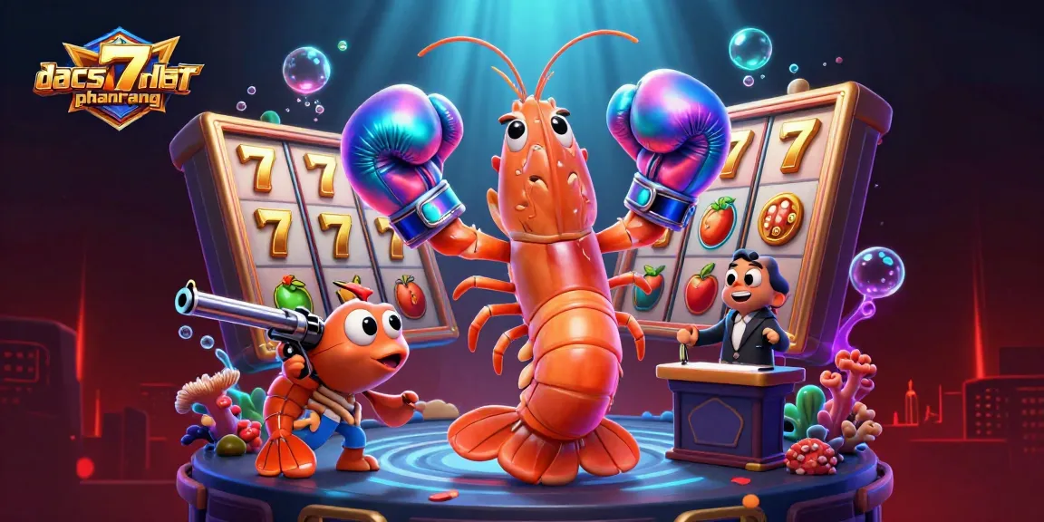 Engaging dacsandatphanrang illustration showcasing vibrant shrimp characters and casino elements.