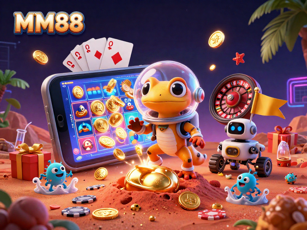 Experience MM88's thrilling 3D casino adventure with vibrant characters and dynamic gaming elements.