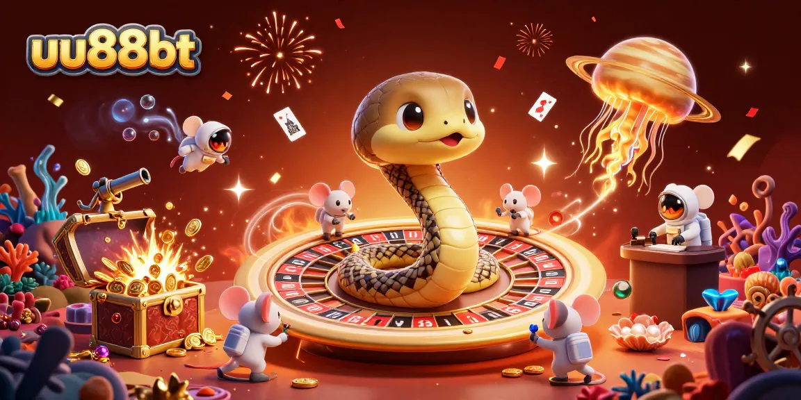 Experience thrilling bets with uu88bt in a vibrant 3D cosmic casino scene featuring playful characters.