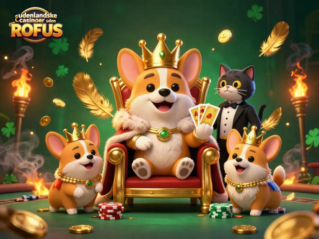 Experience excitement with udenlandske casinoer uden ROFUS as corgi royalty reigns in a lavish casino scene.