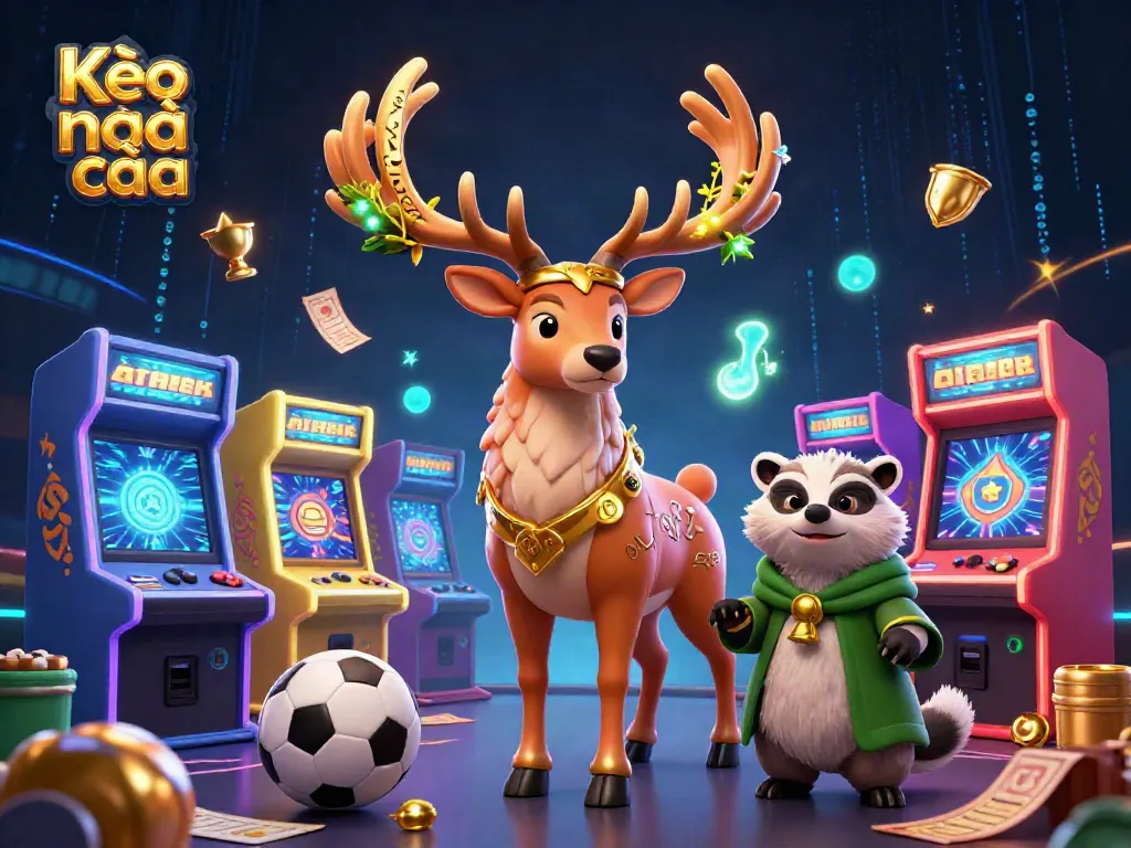 Analyze Kèo nhà cái sports betting results with a magical 3D illustration featuring Celtic characters and gaming elements.