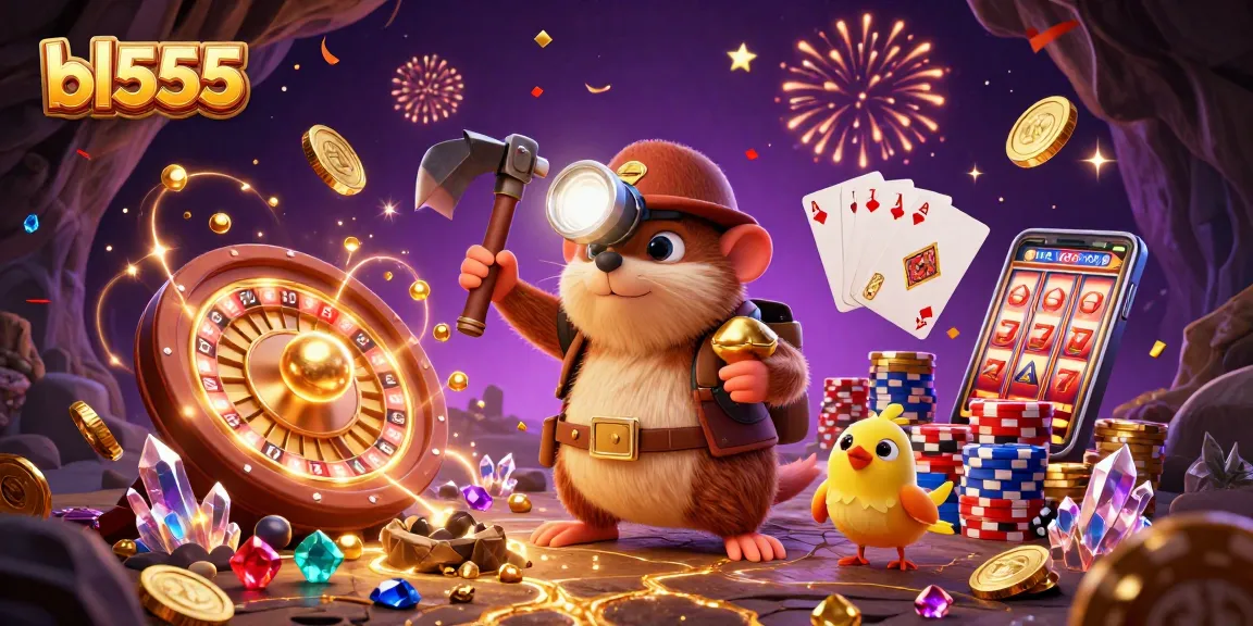 Experience exhilarating wins with bl555 in a vibrant 3D illustration showcasing thrilling casino elements.