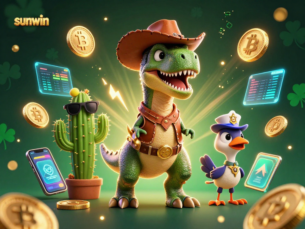 Engage with sunwin and win big with a playful cowboy dinosaur at the casino!