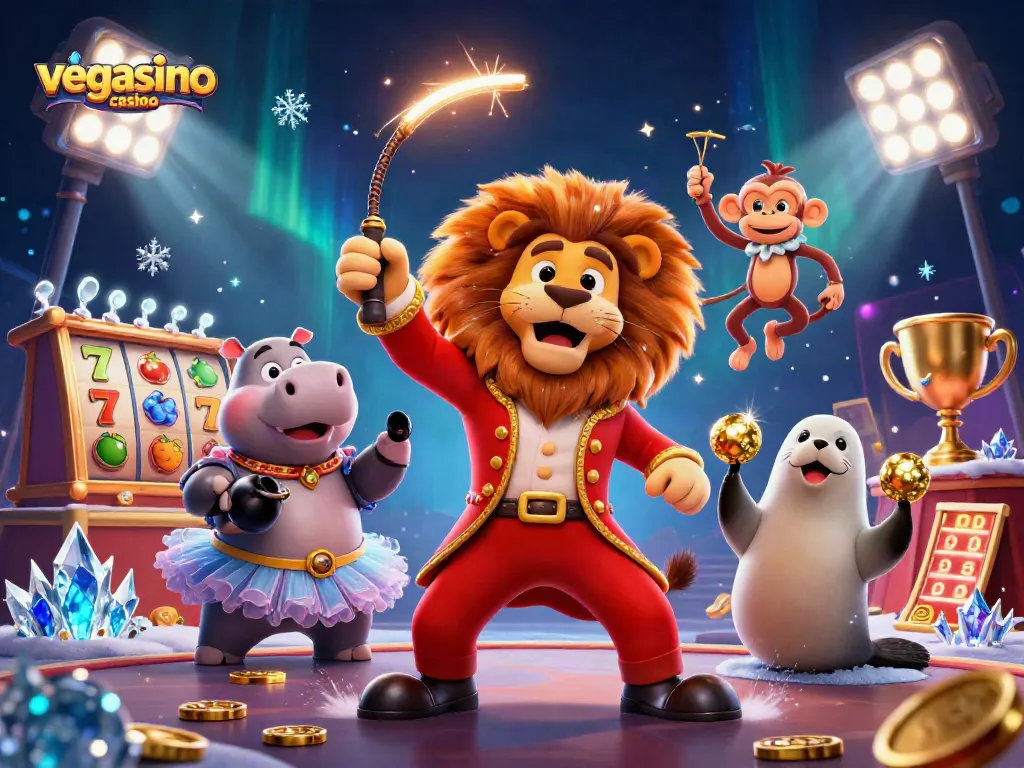 Experience the vibrant action at vegasino casino with our lively cartoon characters in this dynamic illustration.