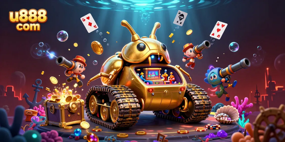 Engage with thrilling games at u888 com, featuring a dynamic 3D casino scene filled with action.