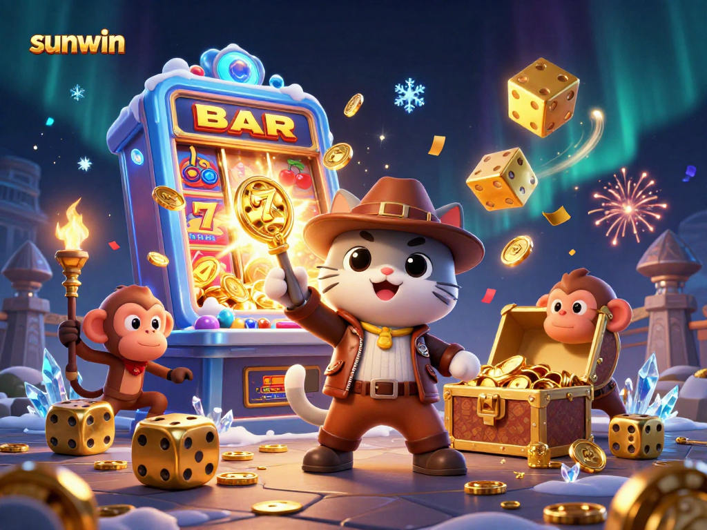 Engage with sunwin casino’s thrilling jackpot adventure in this vibrant 3D illustration.