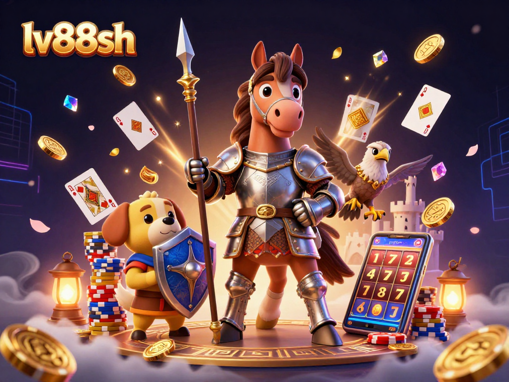 Engage with the thrilling excitement of lv88sh's casino action featuring medieval characters, coins, and cards.