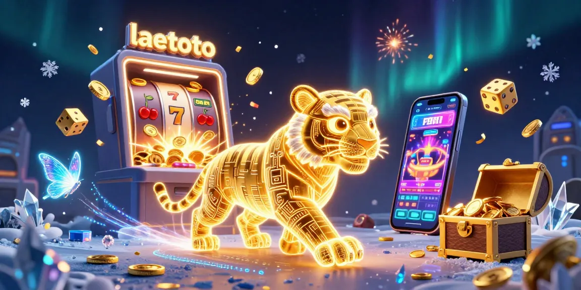 Spin the reels with laetoto in this vibrant casino scene filled with jackpot symbols and light effects.