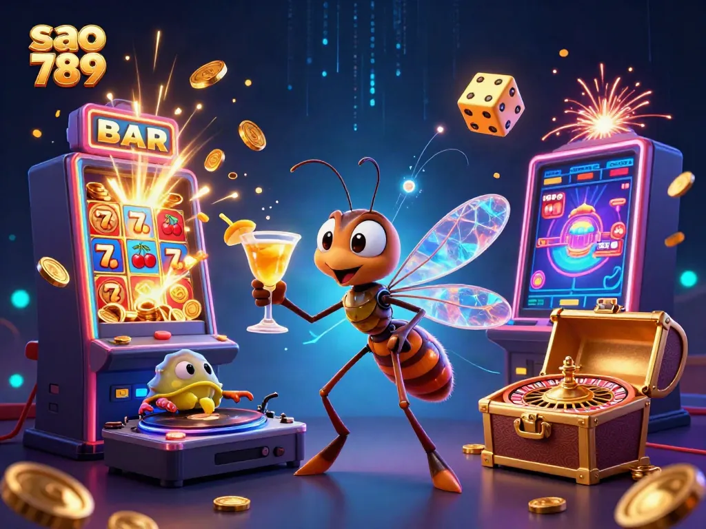 Experience the thrill of sao 789 with a lively casino scene featuring animated characters and vibrant game elements.