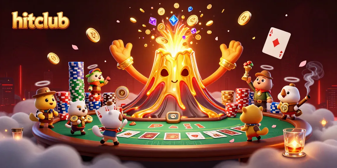 Experience winning thrills at hitclub with spectacular golden volcano erupting coins and thrilling casino elements.