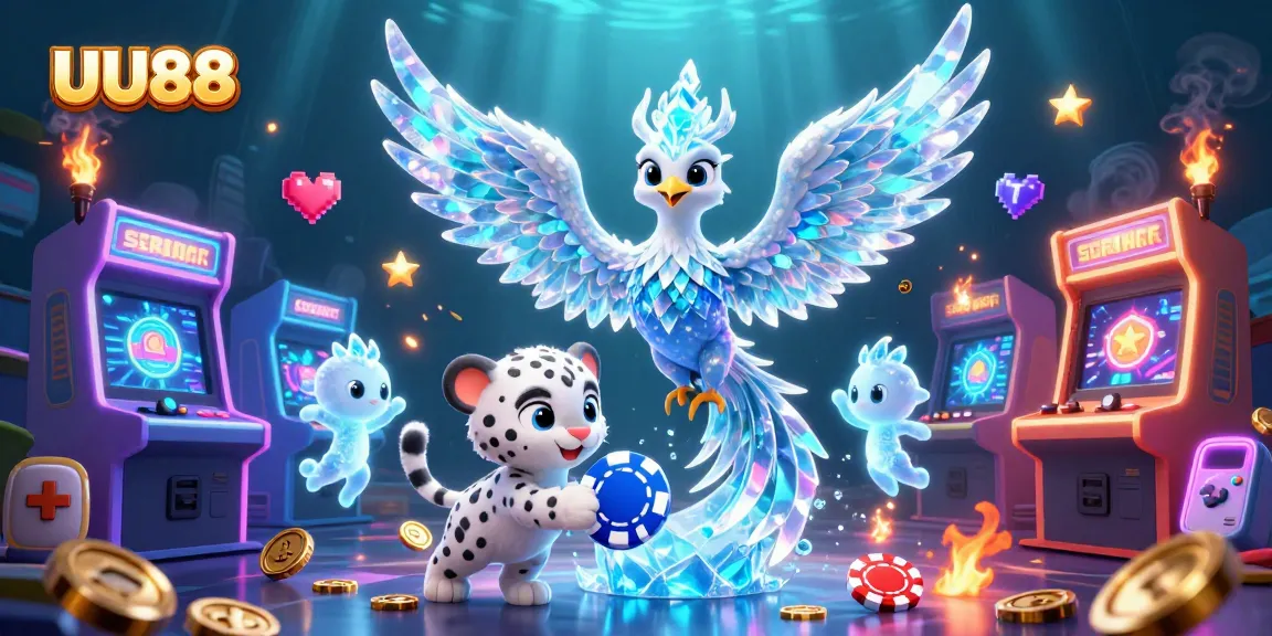 Experience the thrill of gaming with UU88's vibrant casino scene featuring interactive characters and elements.