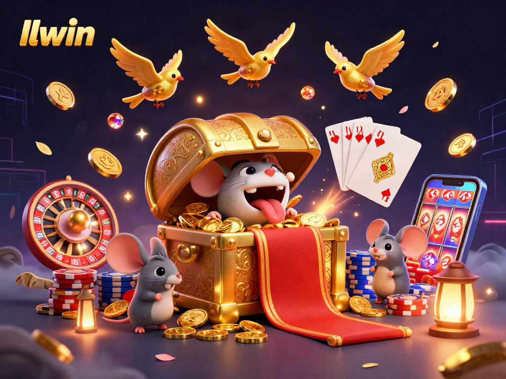 Engage with llwin's exciting gameplay featuring treasure chests, coins, and dazzling gems.