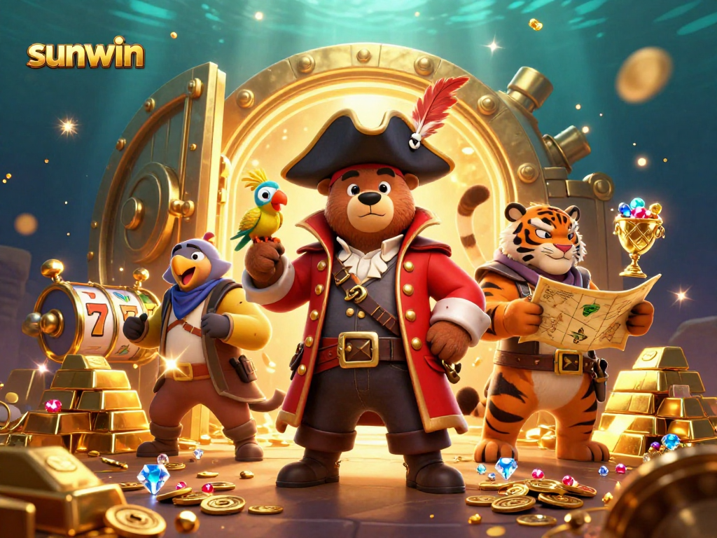 Engage with sunwin casino treasures featuring a bear captain, tiger first mate, and golden vaults.