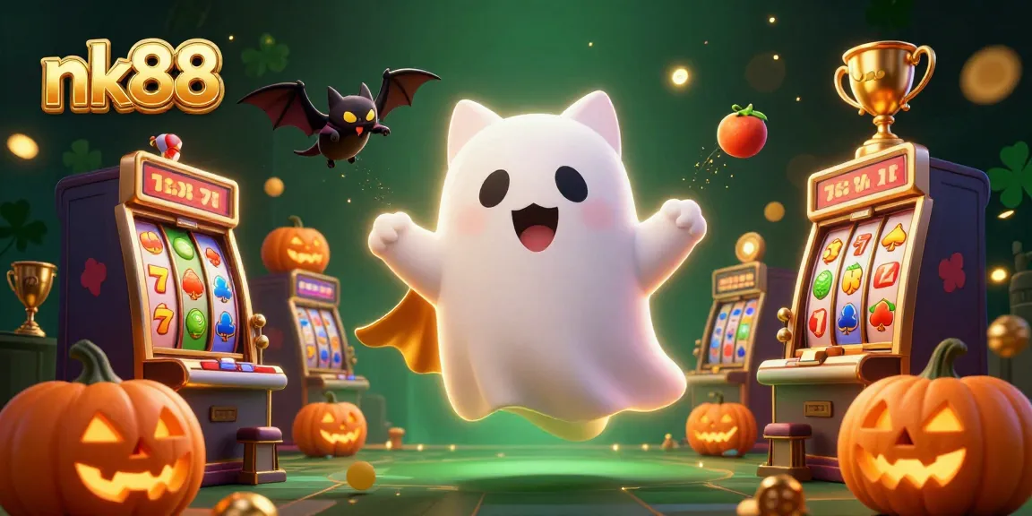 Experience thrilling gameplay at nk88 with ghostly characters in a vibrant casino setting.