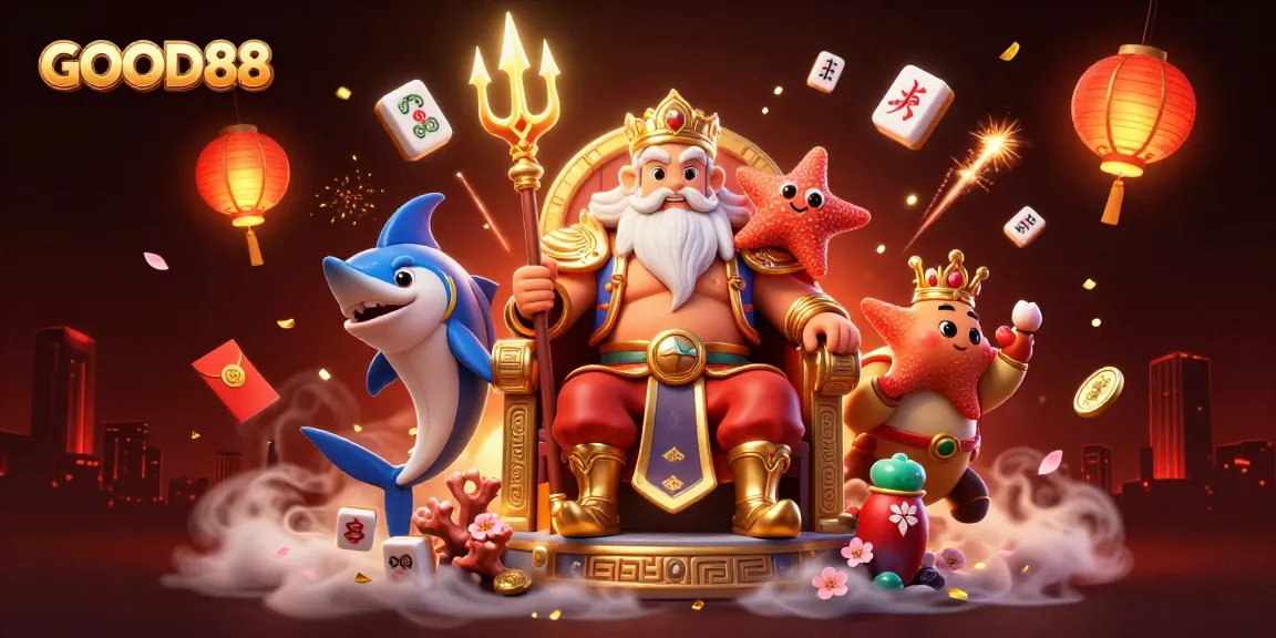 Experience the thrills of GOOD88 with a vibrant 3D casino illustration featuring a dynamic scene.