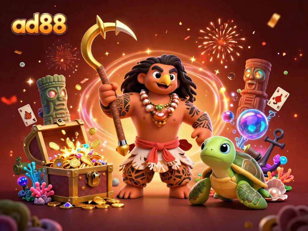 Experience energetic gaming at ad88 with a vibrant 3D scene of character-filled excitement.