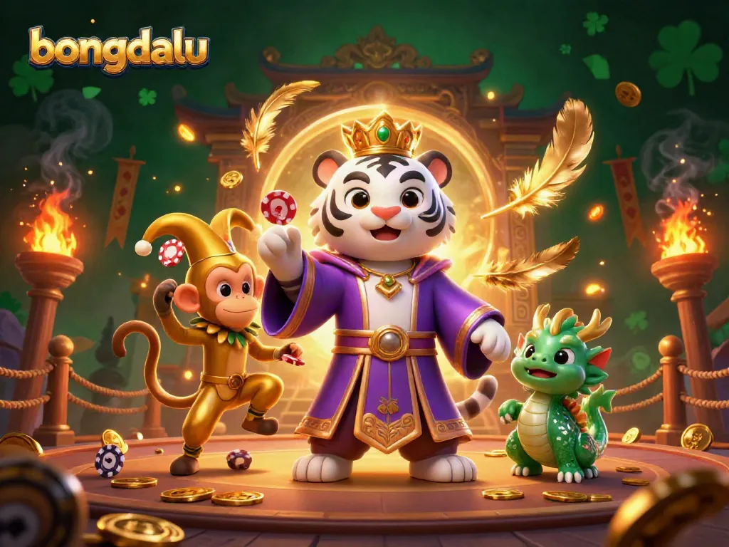 Engage in the thrilling world of bongdalu with vibrant characters and rich gambling elements in a dynamic casino illustration.