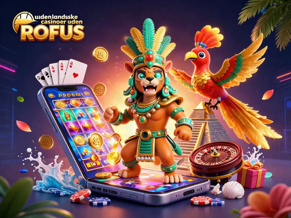 Experience the thrill of udenlandske casinoer uden ROFUS with this vibrant 3D scene showcasing dynamic gameplay elements.