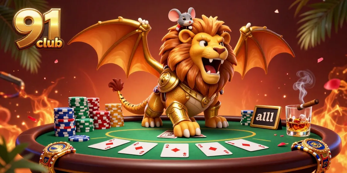 Join the action at 91 club with a vibrant 3D gambling scene showcasing poker excitement and dynamic gameplay.