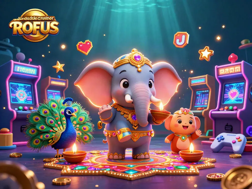 Engage in udenlandske casinoer uden ROFUS with a vibrant 3D digital illustration showcasing lively casino elements.