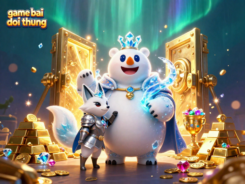 Engage with the vibrant action of game bai doi thuong featuring an ice king polar bear and dazzling treasures.
