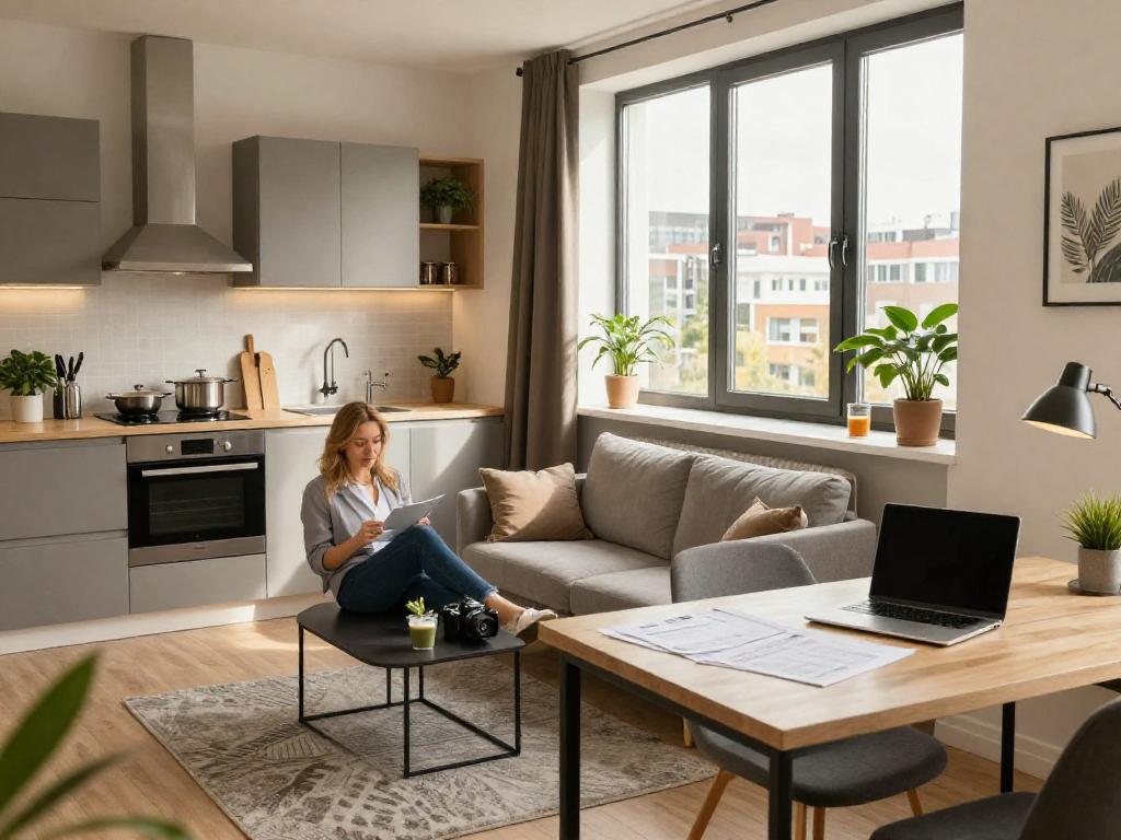 Eingehüllt von modernem Komfort in einer Monteurwohnung Hannover, die luxuriöse Annehmlichkeiten und eine entspannende Atmosphäre bietet.
