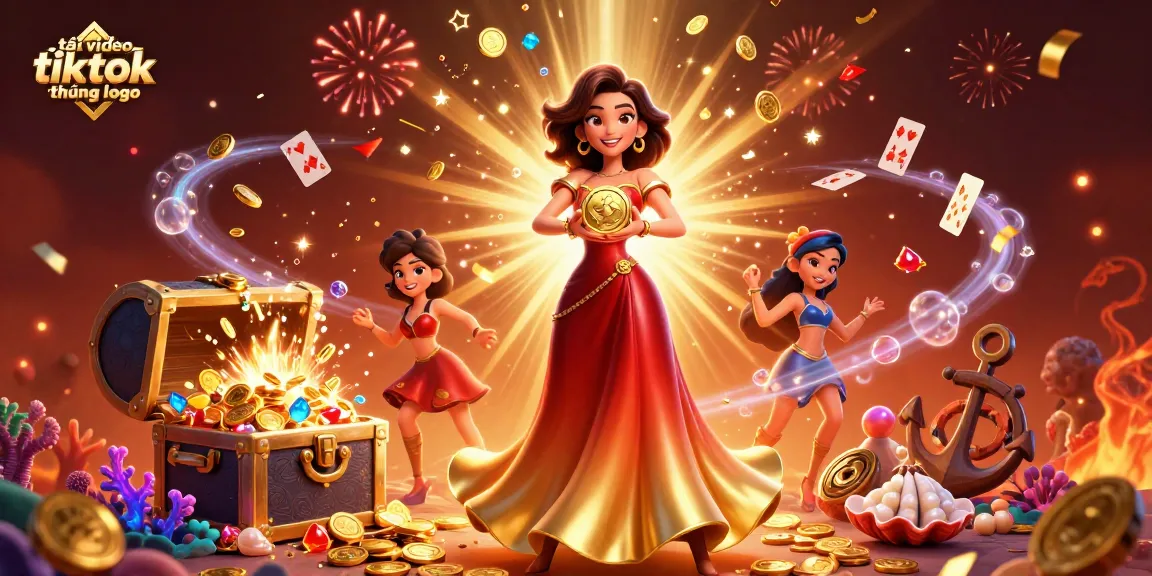 Download TikTok videos without logos with a vibrant 3D gaming illustration showcasing gold coins.
