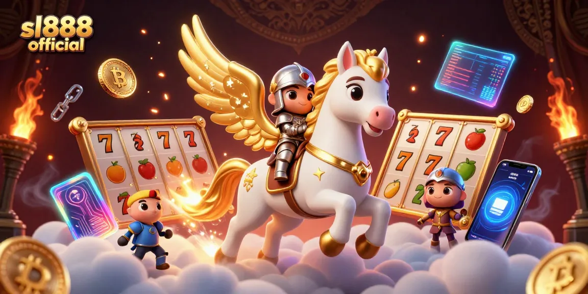 Experience high-stakes excitement with sl888 official as a celestial knight rides a crypto-themed adventure.
