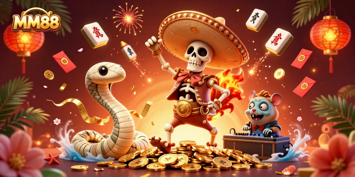 Experience the thrill of MM88 with dynamic characters and rich colorful casino elements.
